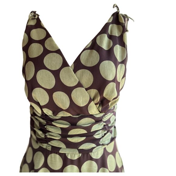 Olive Polka Dot Prom Formal Dress Size 14 - Picture 2 of 5